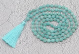 GMN773 Hand-knotted 8mm, 10mm amazonite 108 beads mala necklaces with tassel