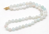 GMN7741 18 - 36 inches 8mm, 10mm round sea blue banded agate beaded necklaces