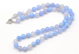 GMN7742 18 - 36 inches 8mm, 10mm round blue banded agate beaded necklaces