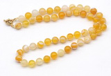 GMN7743 18 - 36 inches 8mm, 10mm round yellow banded agate beaded necklaces