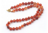 GMN7745 18 - 36 inches 8mm, 10mm round red banded agate beaded necklaces