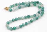 GMN7746 18 - 36 inches 8mm, 10mm round green banded agate beaded necklaces