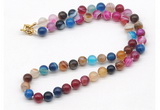 GMN7747 18 - 36 inches 8mm, 10mm round colorful banded agate beaded necklaces