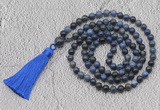 GMN775 Hand-knotted 8mm, 10mm dumortierite 108 beads mala necklaces with tassel