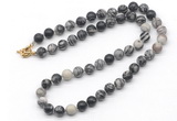 GMN7780 18 - 36 inches 8mm, 10mm round black water jasper beaded necklaces