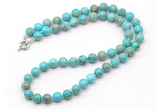 GMN7788 18 - 36 inches 8mm, 10mm round blue sea sediment jasper beaded necklaces