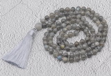 GMN779 Hand-knotted 8mm, 10mm labradorite 108 beads mala necklaces with tassel