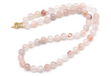 GMN7793 18 - 36 inches 8mm, 10mm round pink quartz beaded necklaces