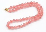 GMN7794 18 - 36 inches 8mm, 10mm round cherry quartz beaded necklaces