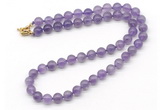 GMN7796 18 - 36 inches 8mm, 10mm round light amethyst beaded necklaces