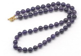 GMN7797 18 - 36 inches 8mm, 10mm round amethyst beaded necklaces