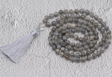 GMN780 Hand-knotted 8mm, 10mm labradorite 108 beads mala necklaces with tassel