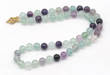 GMN7801 18 - 36 inches 8mm, 10mm round fluorite beaded necklaces