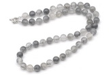 GMN7803 18 - 36 inches 8mm, 10mm round cloudy quartz beaded necklaces