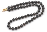 GMN7805 18 - 36 inches 8mm, 10mm round smoky quartz beaded necklaces