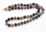 GMN7811 18 - 36 inches 8mm, 10mm round tourmaline beaded necklaces