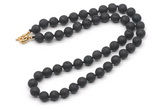 GMN7820 18 - 36 inches 8mm, 10mm round black lava beaded necklaces