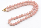 GMN7829 18 - 36 inches 8mm, 10mm round Chinese pink opal beaded necklaces