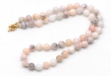 GMN7830 18 - 36 inches 8mm, 10mm round natural pink opal beaded necklaces