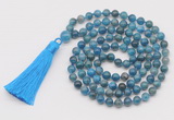 GMN788 Hand-knotted 8mm, 10mm apatite 108 beads mala necklace with tassel