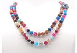 GMN8009 18 - 36 inches 8mm, 10mm colorful banded agate 54, 108 beads mala necklaces