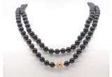 GMN8012 18 - 36 inches 8mm, 10mm black onyx 54, 108 beads mala necklaces