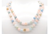 GMN8021 18 - 36 inches 8mm, 10mm morganite 54, 108 beads mala necklaces