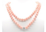 GMN8036 18 - 36 inches 8mm, 10mm Chinese pink opal 54, 108 beads mala necklaces