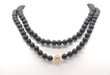 GMN8046 18 - 36 inches 8mm, 10mm black obsidian 54, 108 beads mala necklaces