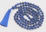 GMN808 Hand-knotted 8mm, 10mm lapis lazuli 108 beads mala necklace with tassel