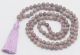 GMN813 Hand-knotted 8mm, 10mm lepidolite 108 beads mala necklace with tassel