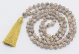 GMN819 Hand-knotted 8mm, 10mm feldspar 108 beads mala necklace with tassel