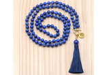 GMN8203 18 - 36 inches 8mm lapis lazuli 54, 108 beads mala necklace with tassel