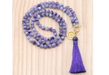 GMN8204 18 - 36 inches 8mm dogtooth amethyst 54, 108 beads mala necklace with tassel