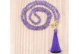 GMN8205 18 - 36 inches 8mm amethyst 54, 108 beads mala necklace with tassel