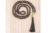 GMN8206 18 - 36 inches 8mm smoky quartz 54, 108 beads mala necklace with tassel