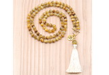 GMN8208 18 - 36 inches 8mm golden tiger eye 54, 108 beads mala necklace with tassel