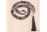 GMN8211 18 - 36 inches 8mm rhodonite 54, 108 beads mala necklace with tassel