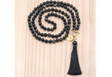 GMN8222 18 - 36 inches 8mm golden obsidian 54, 108 beads mala necklace with tassel