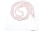 GMN8400 8mm, 10mm rose quartz 27, 54, 108 beads mala necklace with tassel