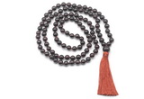 GMN8402 Hand-knotted 8mm, 10mm garnet 27, 54, 108 beads mala necklace with tassel