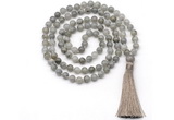 GMN8403 Hand-knotted 8mm, 10mm labradorite 27, 54, 108 beads mala necklace with tassel