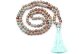 GMN8413 8mm, 10mm serpentine jasper 27, 54, 108 beads mala necklace with tassel