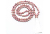 GMN8415 8mm, 10mm pink wooden jasper 27, 54, 108 beads mala necklace with tassel