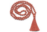 GMN8416 8mm, 10mm red jasper 27, 54, 108 beads mala necklace with tassel