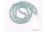 GMN8426 8mm, 10mm matte amazonite 27, 54, 108 beads mala necklace with tassel