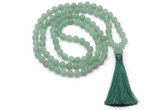 GMN8427 8mm, 10mm matte green aventurine 27, 54, 108 beads mala necklace with tassel