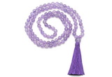 GMN8460 8mm, 10mm amethyst 27, 54, 108 beads mala necklace with tassel