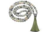 GMN8466 8mm, 10mm seaweed quartz 27, 54, 108 beads mala necklace with tassel