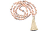 GMN8471 8mm, 10mm sunstone 27, 54, 108 beads mala necklace with tassel